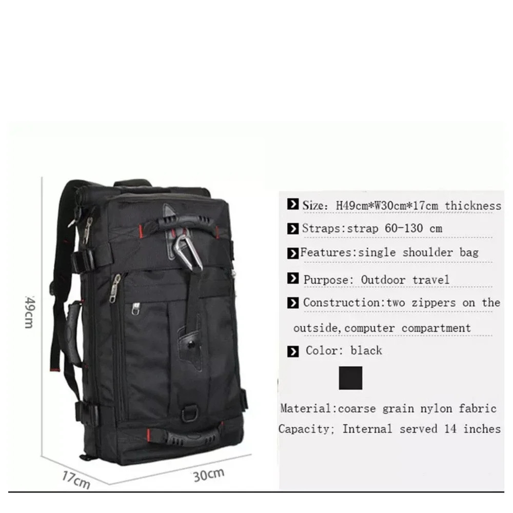 Whitzman Travel ‎ Carry On Backpack Durable Duffle-Large Black Waterproof